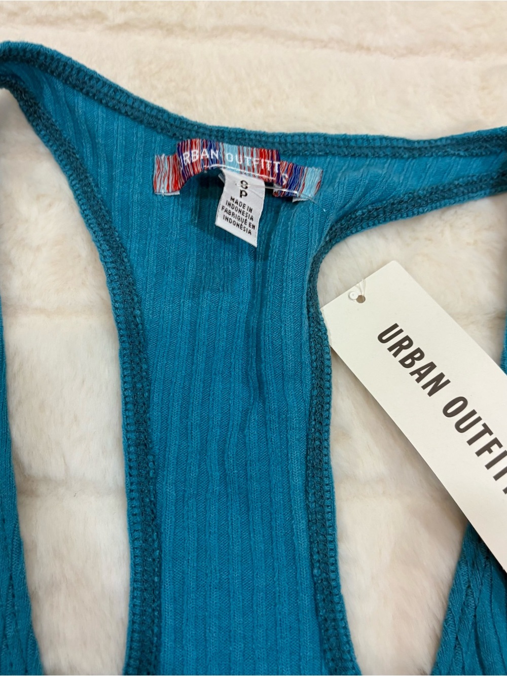 Urban Outfitters Blue Ribbed Racerback Button-Front Crop Top - Picture 3 of 3